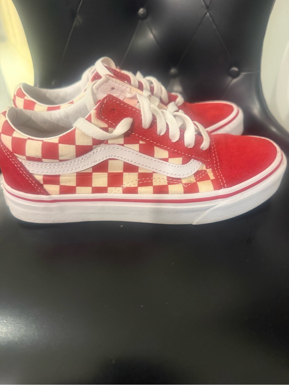 Vans Classic Old Skool Checkerboard Skate Shoes - Red/White